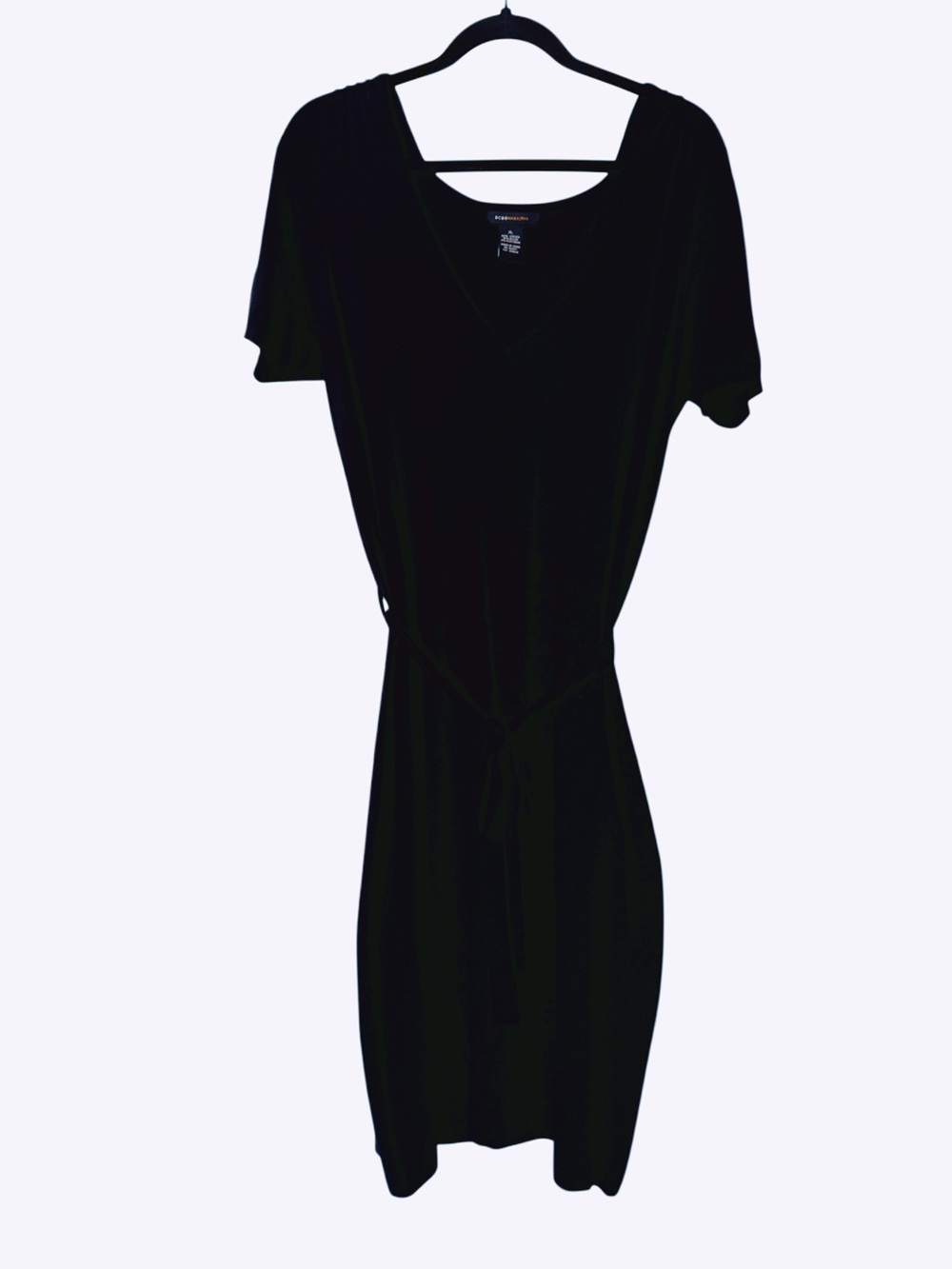 BCBGMaxAzria Black V-Neck Tie-Waist Mini Dress